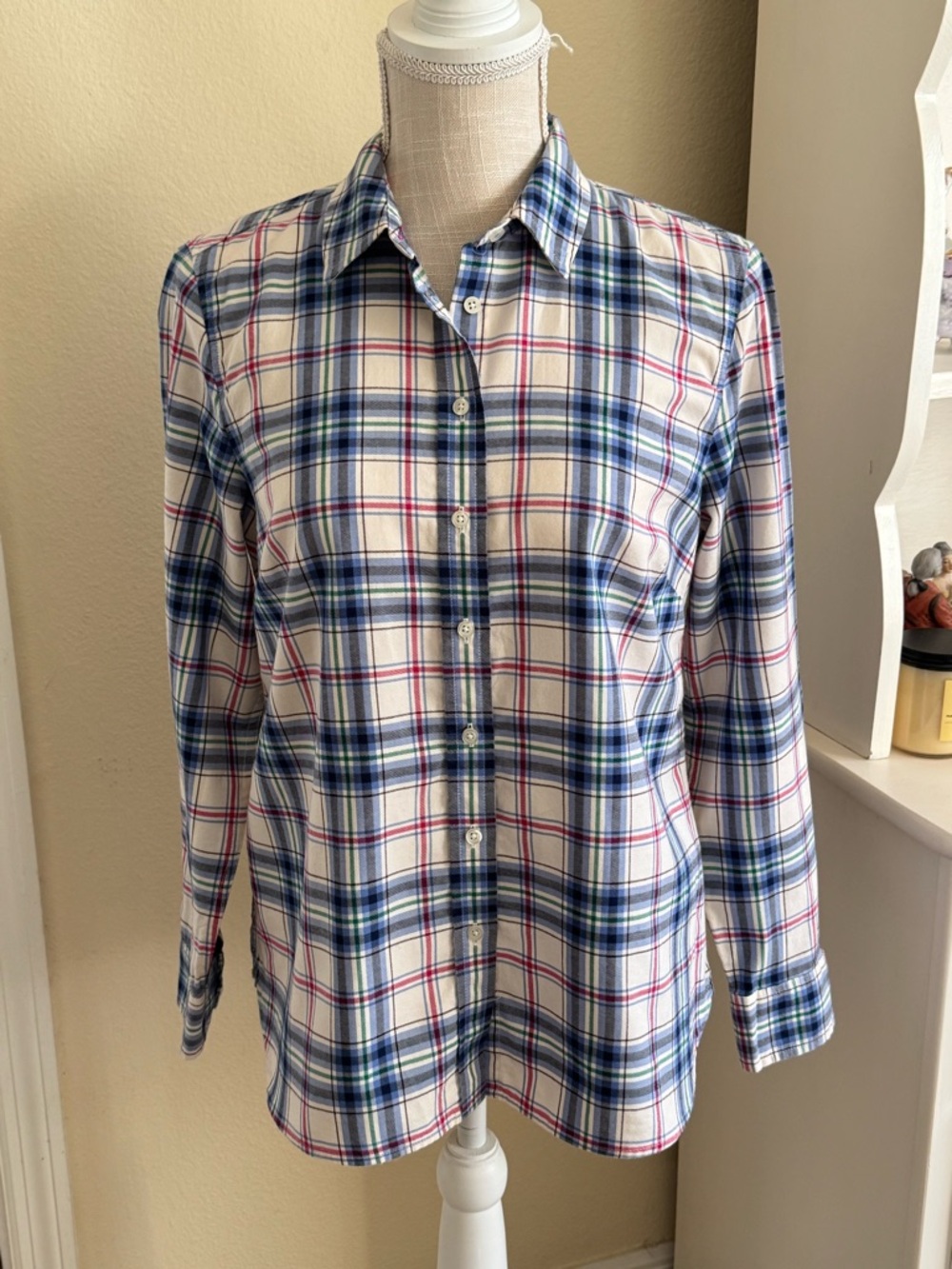 Talbots Pastel Plaid Button-Up Shirt